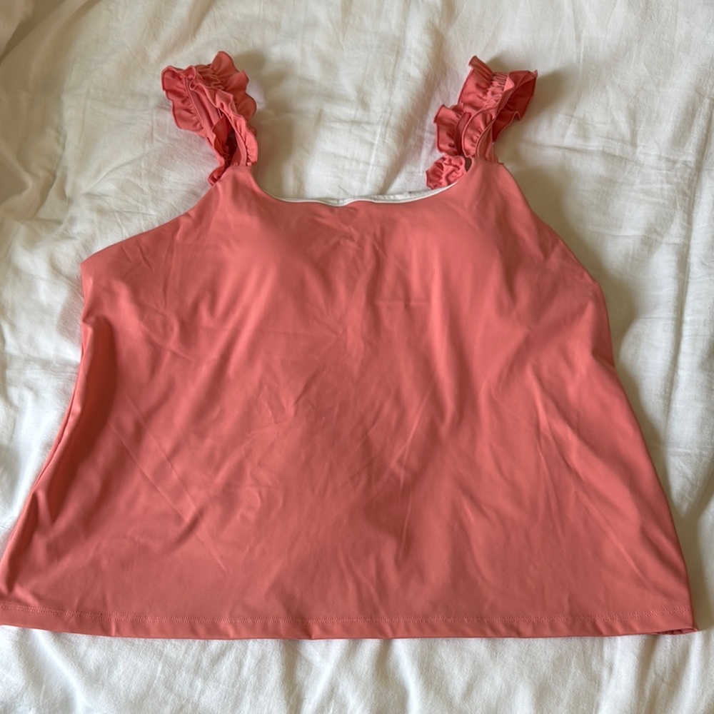 Southern Tide Orange Ruffled Sleeveless Active Top